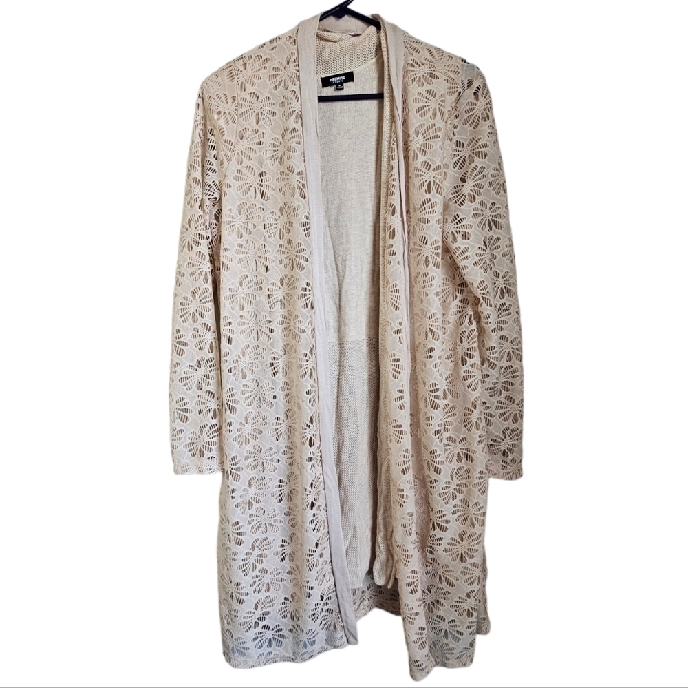 Sweater set two piece oversized floral knit cream color womens m - l - xl